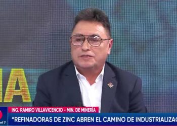 El ministro de Minería y Metalurgia, Ramiro Villavicencio, informó que se espera el financiamiento de China para la construcción de dos plantas refinadoras de zinc. Captura: Bolivia TV.