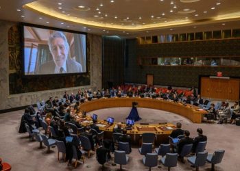 Roger Waters, en un video ante el Consejo de Seguridad de la ONU. Foto: AFP