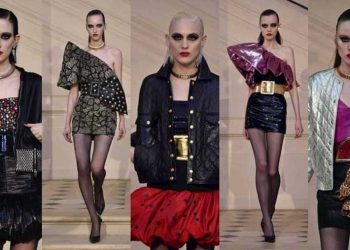 Los años 80 inspiran la propuesta de Slimane para Saint Laurent en una colección anterior. Foto: AFP.