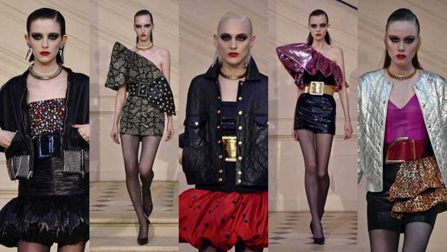Los años 80 inspiran la propuesta de Slimane para Saint Laurent en una colección anterior. Foto: AFP.