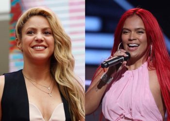 Las dos cantantes colombianas: Shakira y Karol G. Foto: Agencia Uno.
