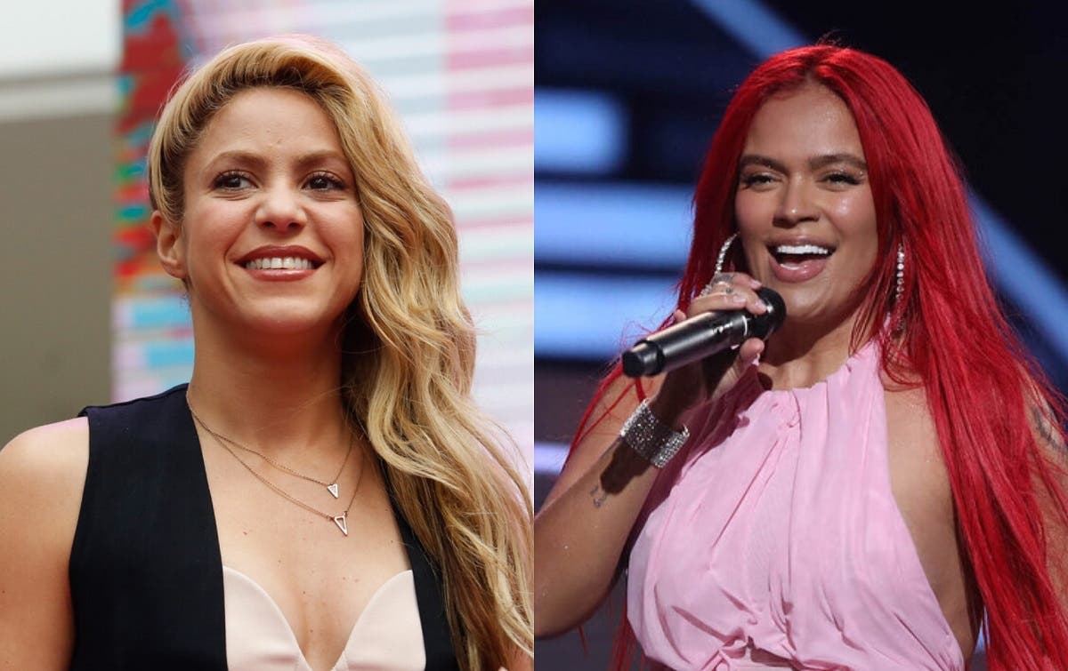 Las dos cantantes colombianas: Shakira y Karol G. Foto: Agencia Uno.
