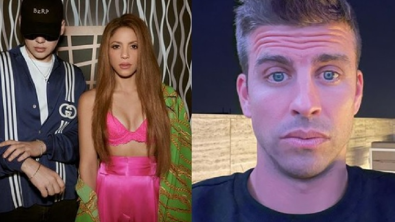 Shakira junto a Bizarrap y a la derecha Gerard Pique. Fotos: Instagram.
