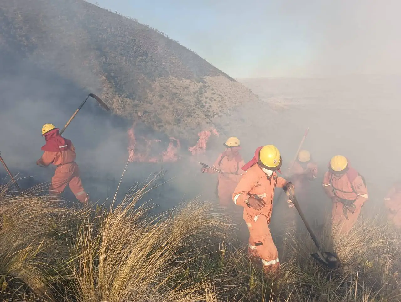 Incendio en Tolata sigue activo y vientos dificultan su control
