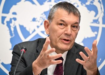 El comisionado general de la ONU, Philippe Lazzarini, instancia que dio un informe sobre el riesgo del tráfico de personas. Foto: Naciones Unidas