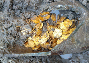 Descubren cientos de monedas de oro en la renovación de una mansión en Francia