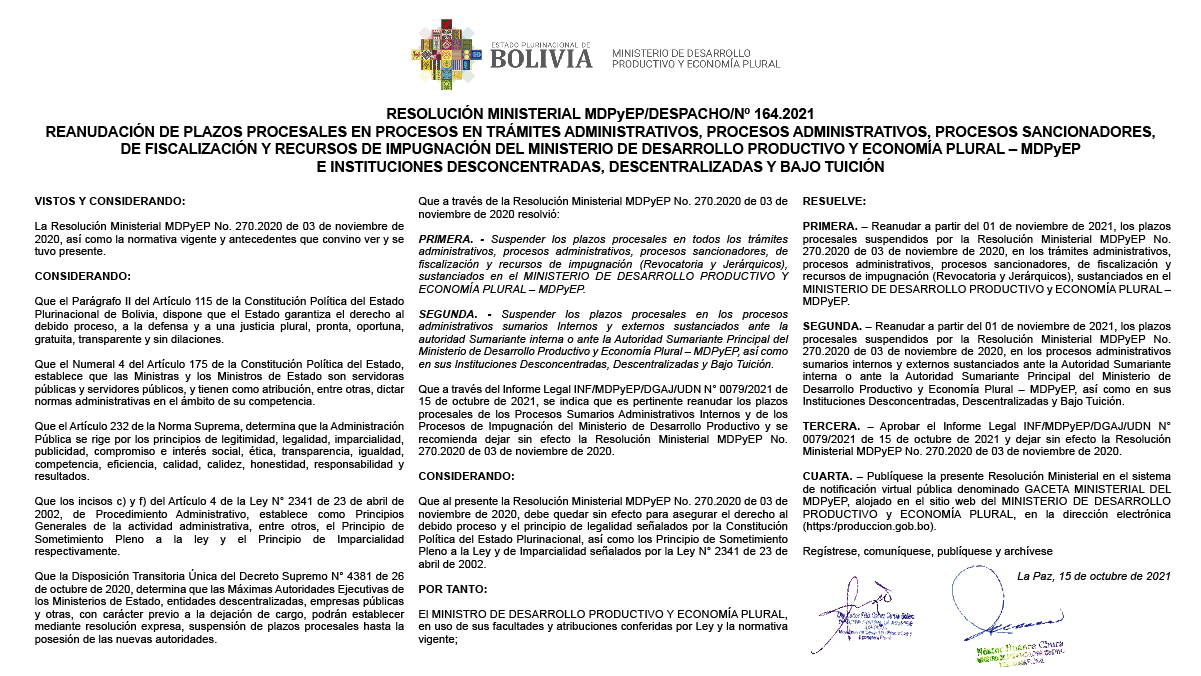 RESOLUCIÓN MINISTERIAL