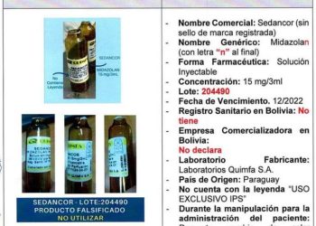 Auza alerta sobre circulación del medicamento Sedancor-Midalozam falsificado