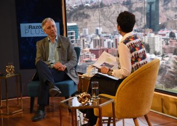 Álvaro García Linera en entrevista exclusiva con La Razón, con Claudia Benavente, en febrero.