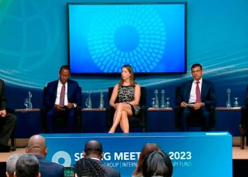Representantes del Banco Mundial (BM) y del Fondo Monetario Internacional (FMI), durante la Reunión de Primavera 2023.