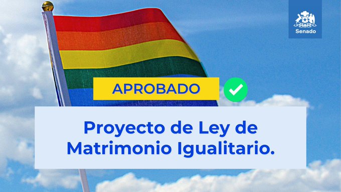 Senado de Chile aprueba matrimonio igualitario y pasa a segundo trámite