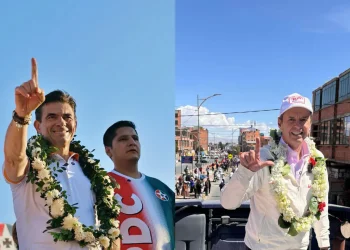 Rodrigo Paz y Jorge Quiroga, durante la campaña electoral. Producción: La Razón