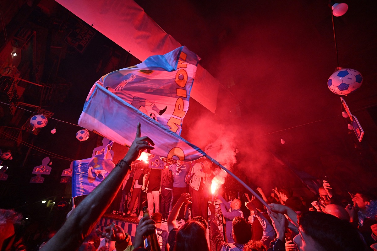 Festejo en Nápoles tras el Scudetto