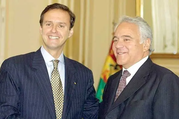 Jorge Quiroga y Gonzalo Sánchez de Lozada en una toma de archivo.