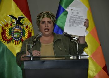 La ministra María Nela Prada, en conferencia de prensa este sábado.