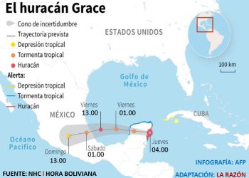 Huracán Grace toca tierra en el Caribe mexicano y desata lluvias