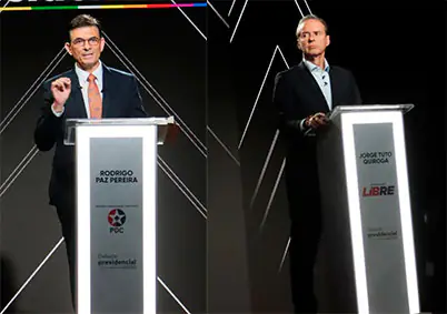 Paz y Quiroga llegan al debate presidencial en la ciudad de La Paz