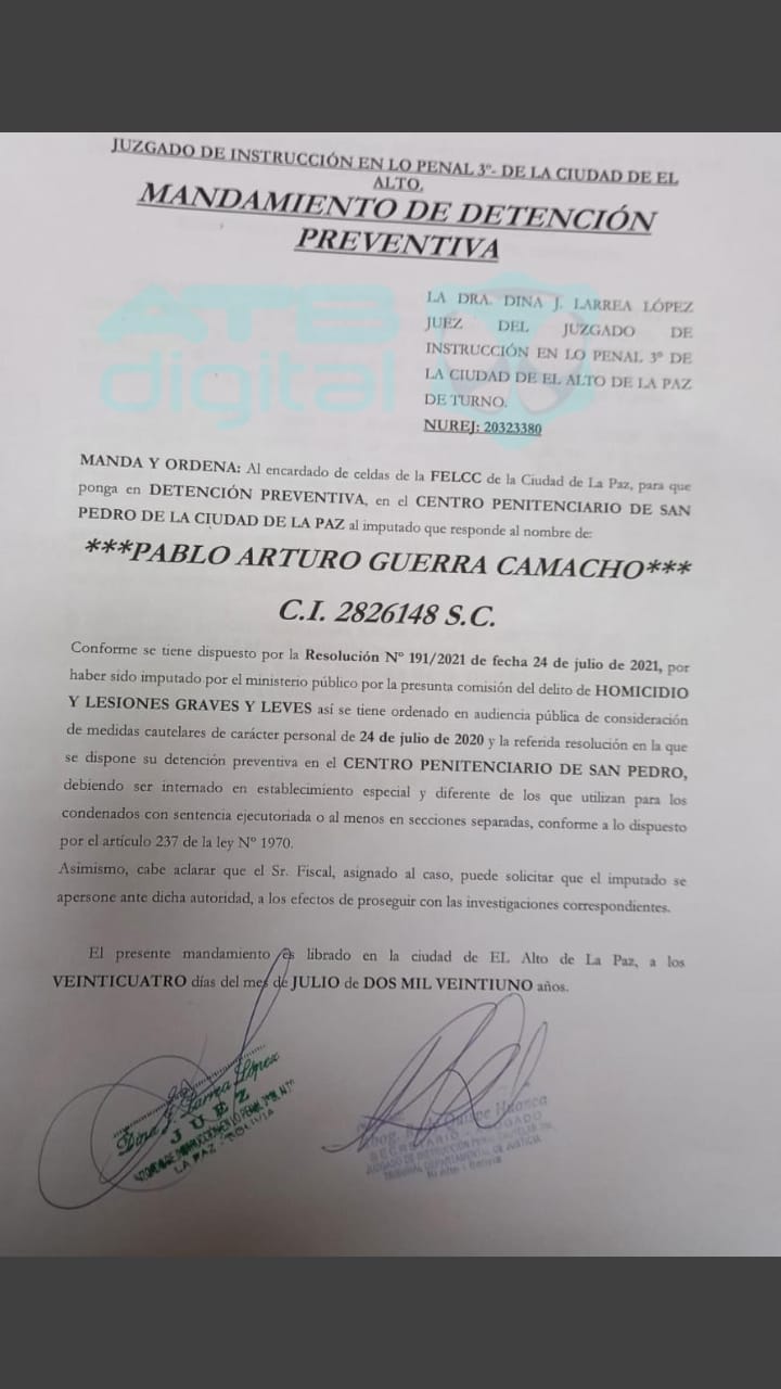 Justicia envía a la cárcel al exjefe de Estado Mayor de las FFAA por el caso Senkata