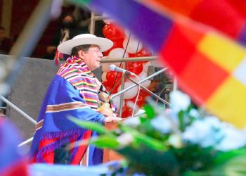 El jefe de Estado en uno de los actos de visita en Potosí.
