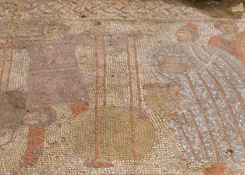 Un gran mosaico romano, excavado en una granja de Inglaterra